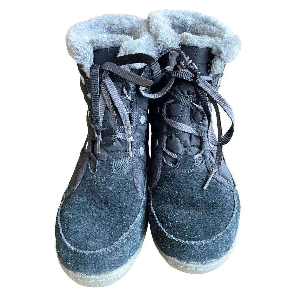 Columbia Women's Powder Summit Shorty Waterproof Black Suede Quilted‎ Snow Boots
